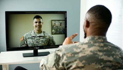 Therapist providing tele-counseling to a military hero