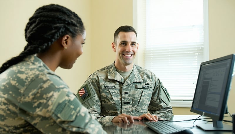 Therapist providing tele-counseling to a military hero
